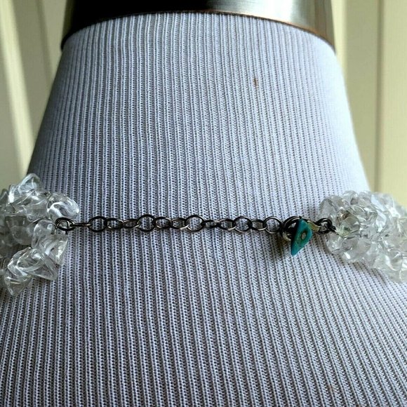 17'' Three Strands Crystal/Turquoise Necklace - Picture 4 of 5